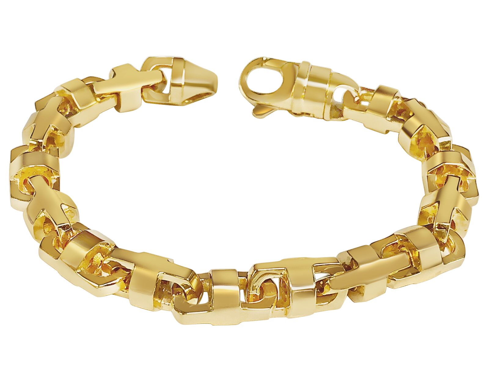 Anchor Mariner Solid White/Yellow/Rose Gold Handmade Bracelet , 12mm, 6.5-10 Inch