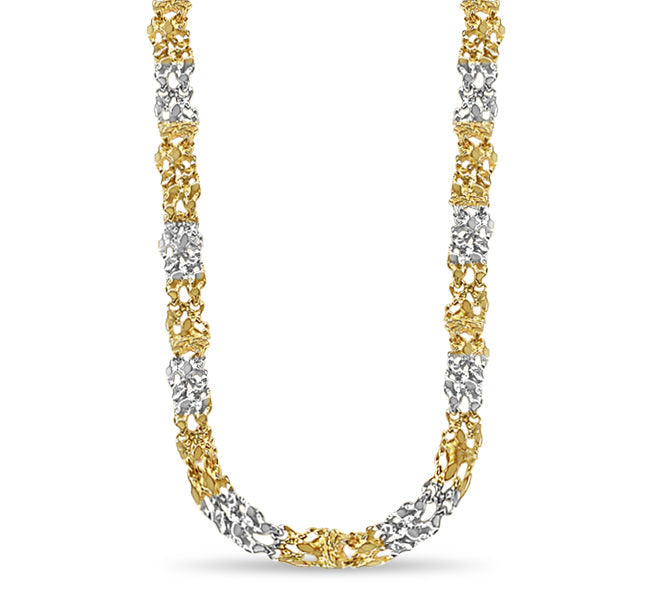 Nugget Solid White/Yellow/Rose Gold Handmade Necklace , 11mm, 16-30 Inch
