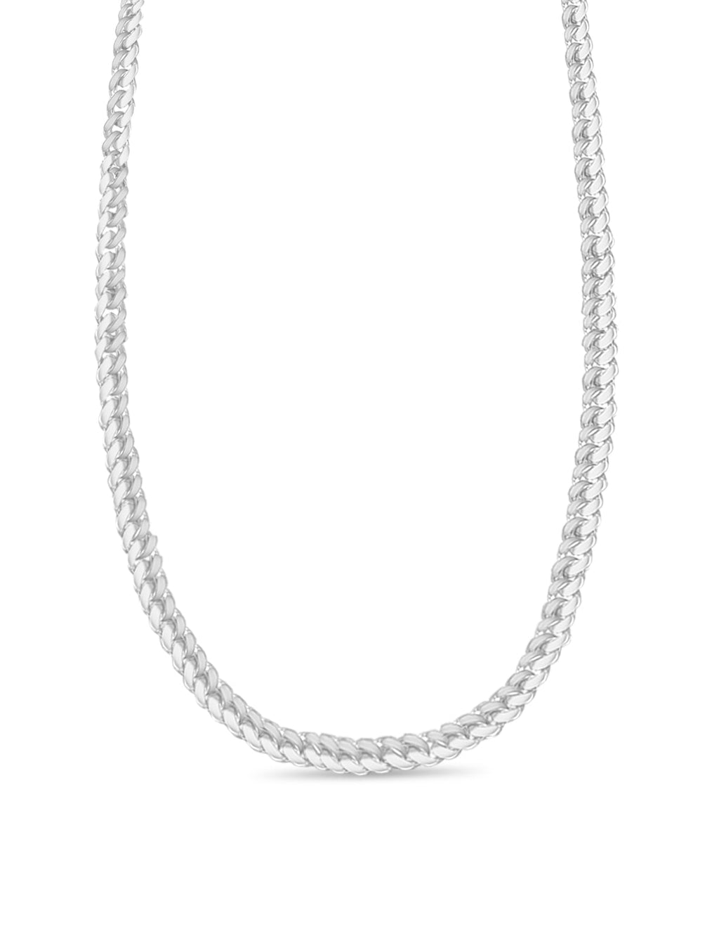 Curb Solid White/Yellow/Rose Gold Handmade Necklace , 7mm, 16-30 Inch