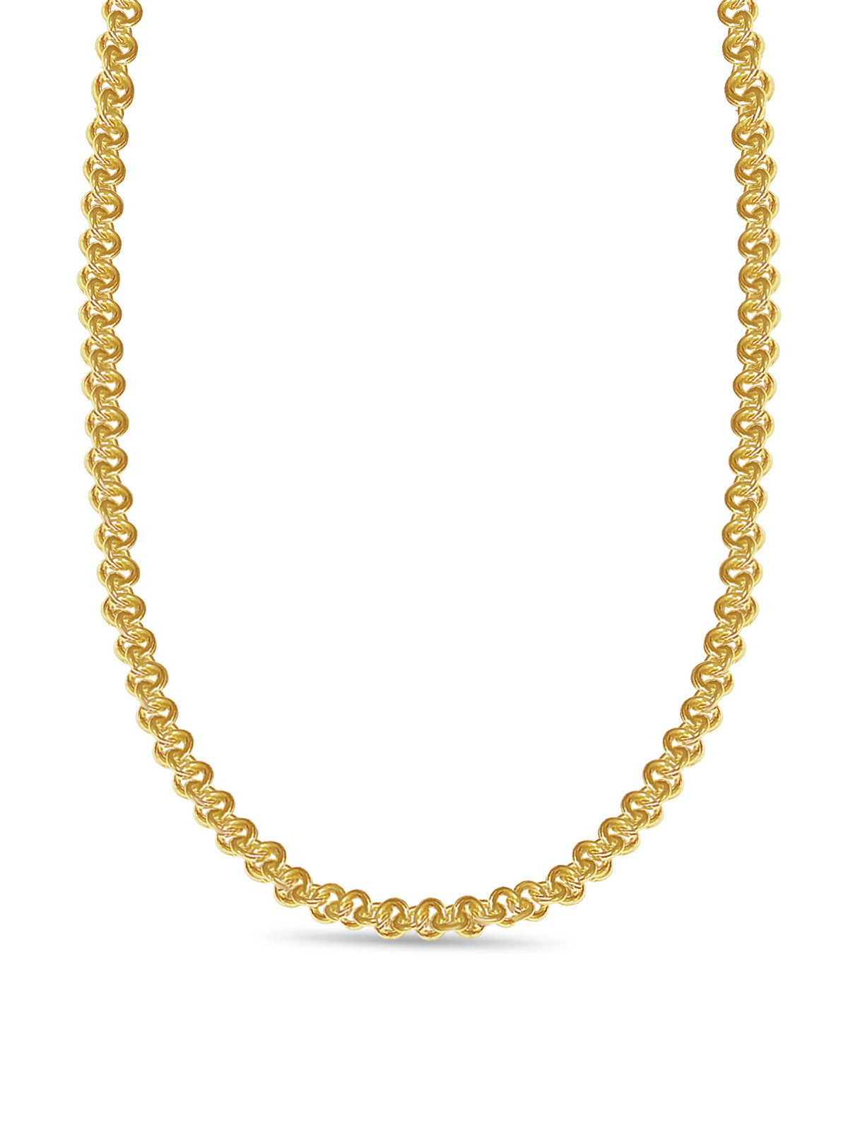 Fancy Rolo Solid White/Yellow/Rose Gold Handmade Necklace , 9mm, 16-30 Inch