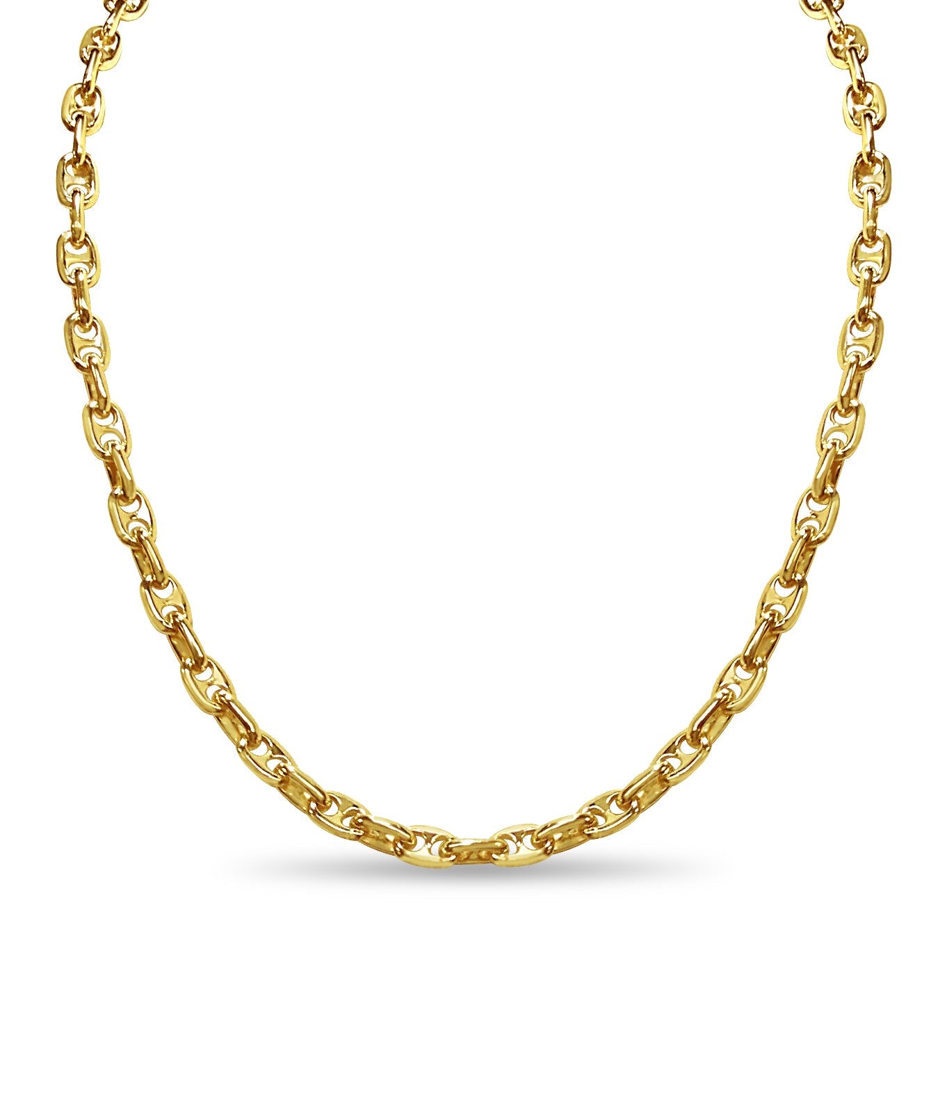 Anchor Mariner Solid White/Yellow/Rose Gold Handmade Necklace , 5mm, 16-30 Inch