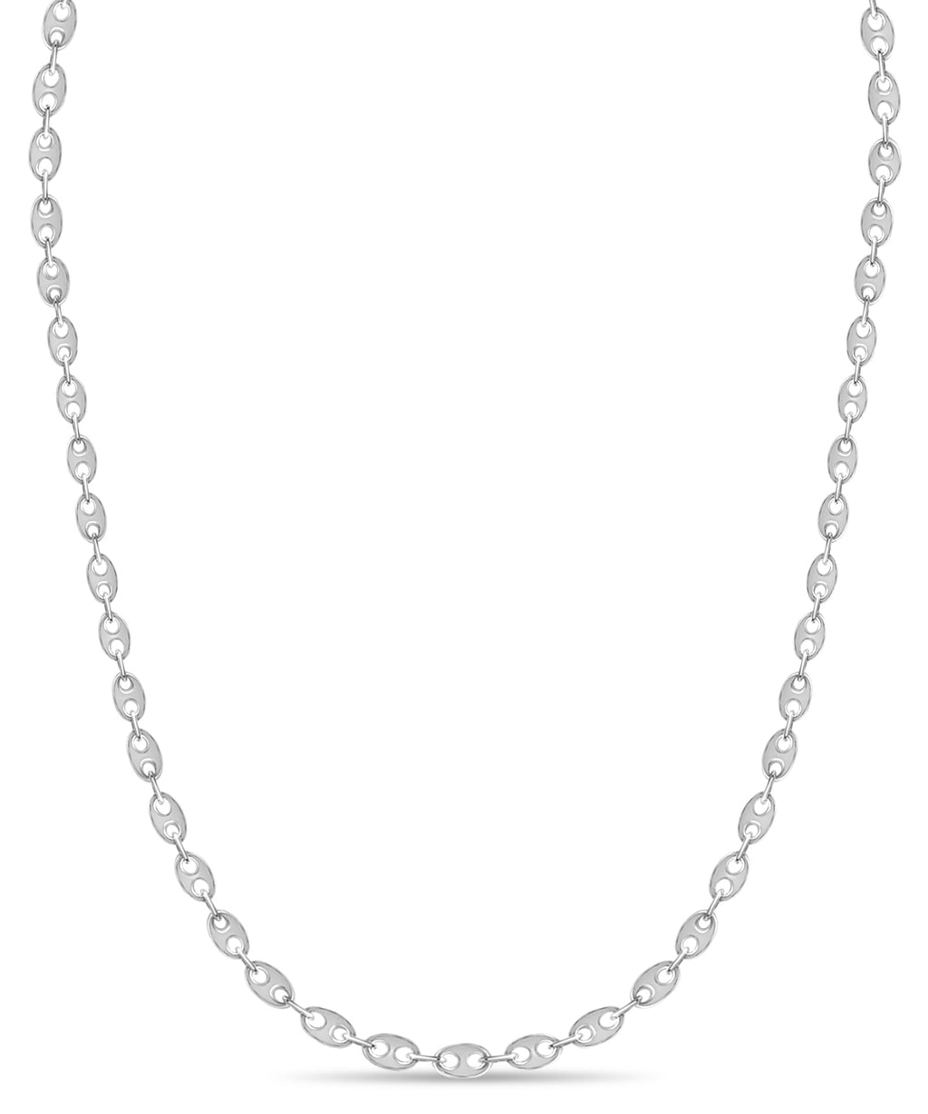 Mariner Solid White/Yellow/Rose Gold Handmade Necklace , 9mm, 16-30 Inch