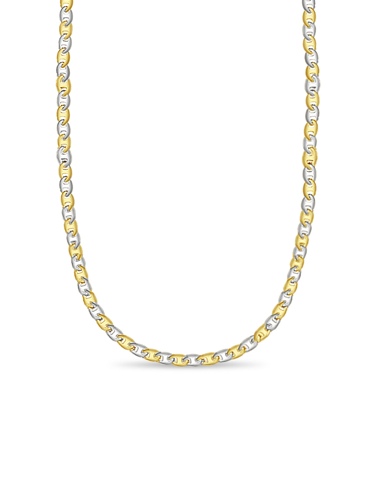 Mariner Solid White/Yellow/Rose Gold Handmade Necklace , 9mm, 16-30 Inch