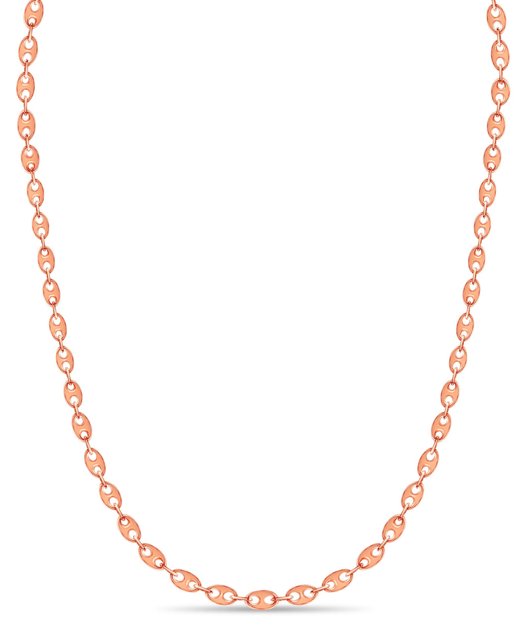 Mariner Solid White/Yellow/Rose Gold Handmade Necklace , 9mm, 16-30 Inch