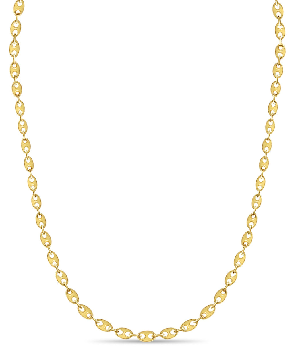 Mariner Solid White/Yellow/Rose Gold Handmade Necklace , 9mm, 16-30 Inch