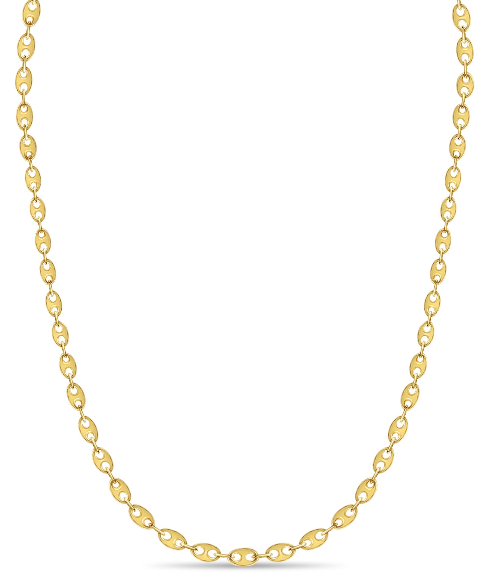 Mariner Solid White/Yellow/Rose Gold Handmade Necklace , 9mm, 16-30 Inch