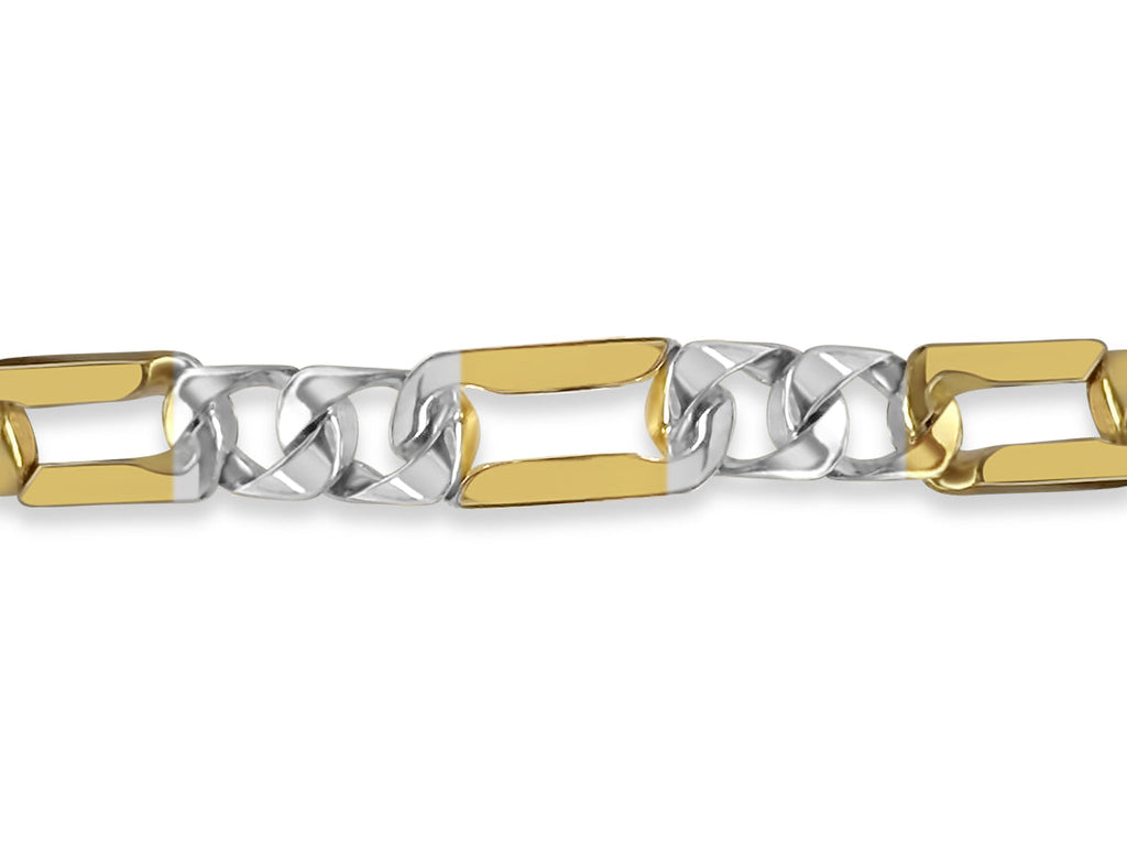 Figaro Solid White/Yellow/Rose Gold Handmade Necklace , 7mm, 16-30 Inch