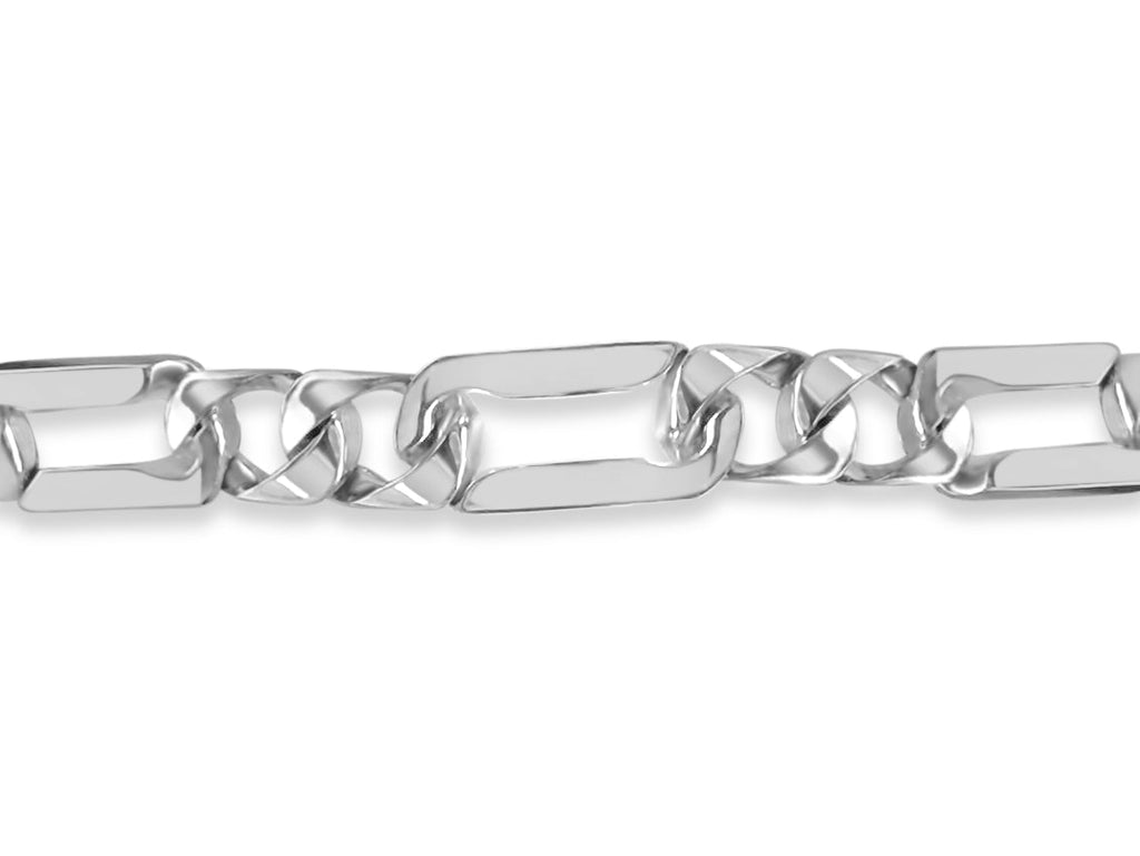 Figaro Solid White/Yellow/Rose Gold Handmade Necklace , 7mm, 16-30 Inch