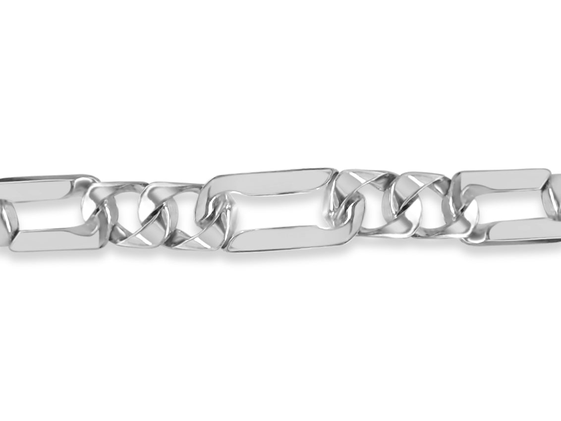 Figaro Solid White/Yellow/Rose Gold Handmade Necklace , 7mm, 16-30 Inch