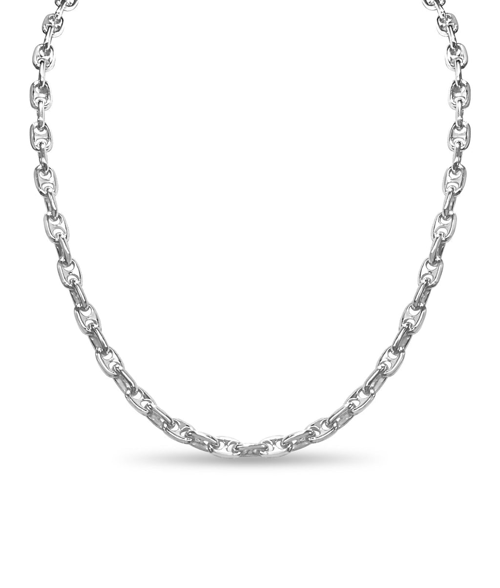 Anchor Mariner Solid White/Yellow/Rose Gold Handmade Necklace , 5mm, 16-30 Inch