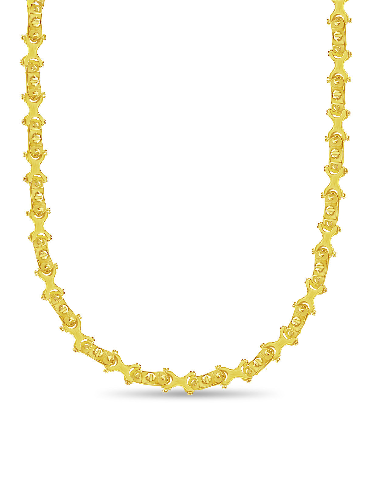 Equestrian Solid White/Yellow/Rose Gold Handmade Necklace , 9mm, 16-30 Inch