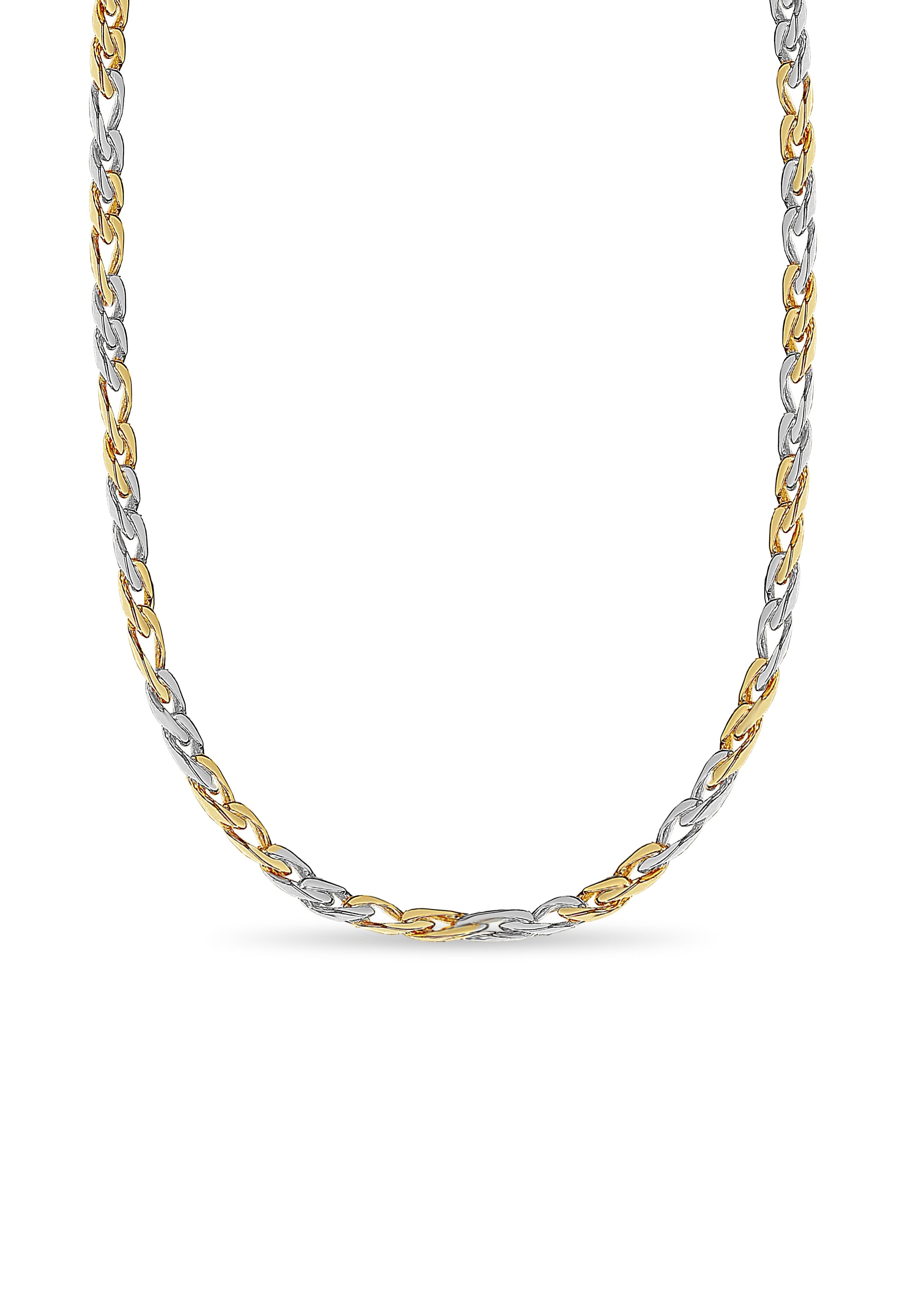 Figaro Solid White/Yellow/Rose Gold Handmade Necklace , 8mm, 16-30 Inch