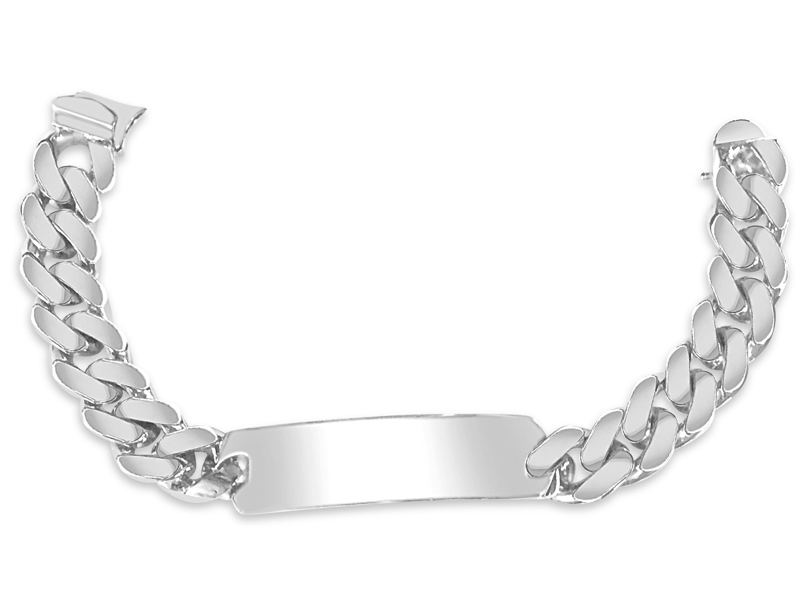 ID Curb Solid White/Yellow/Rose Gold Handmade Bracelet , 15mm, 6.5-10 Inch