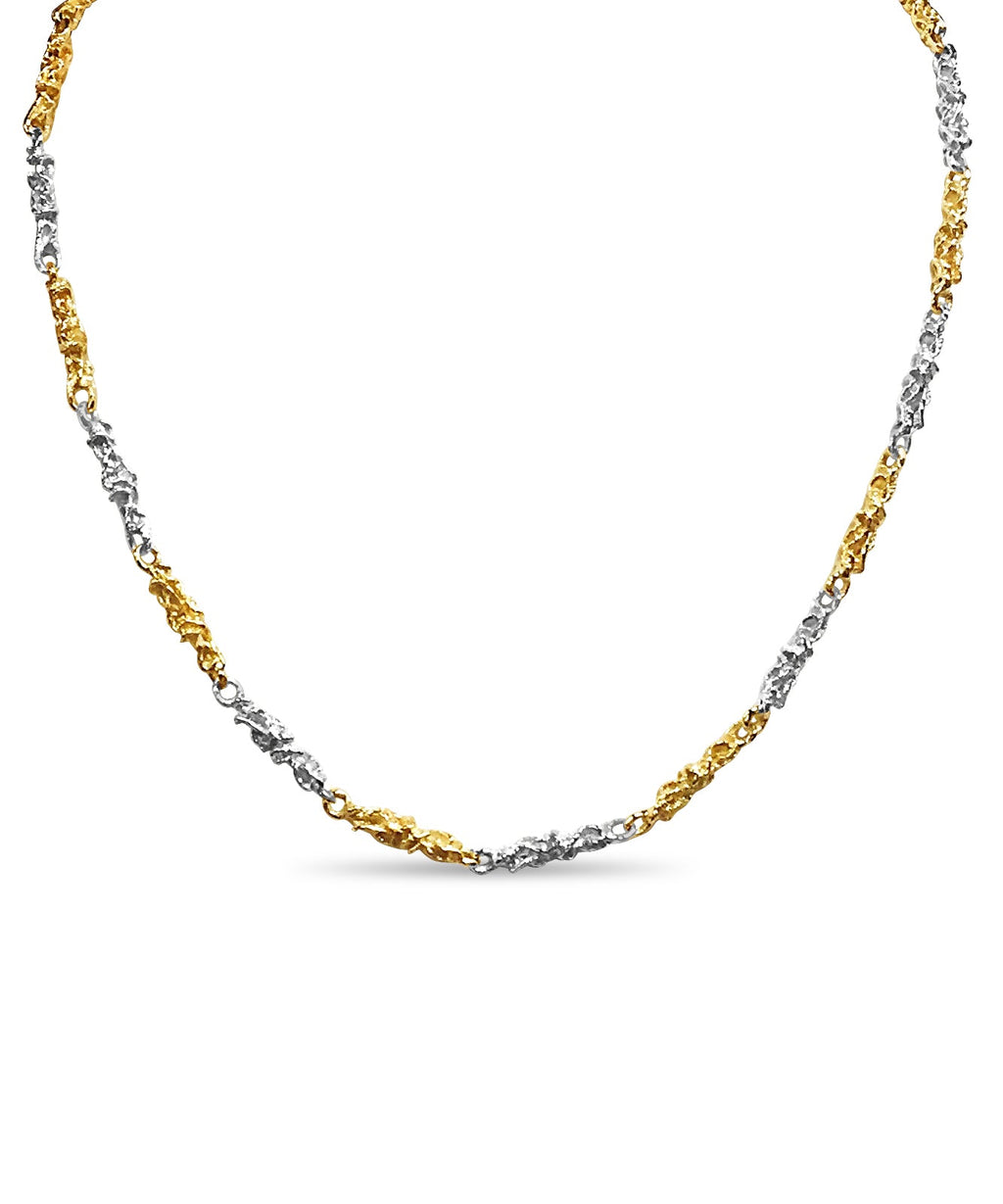 Nugget Solid White/Yellow/Rose Gold Handmade Necklace , 5mm, 16-30 Inch