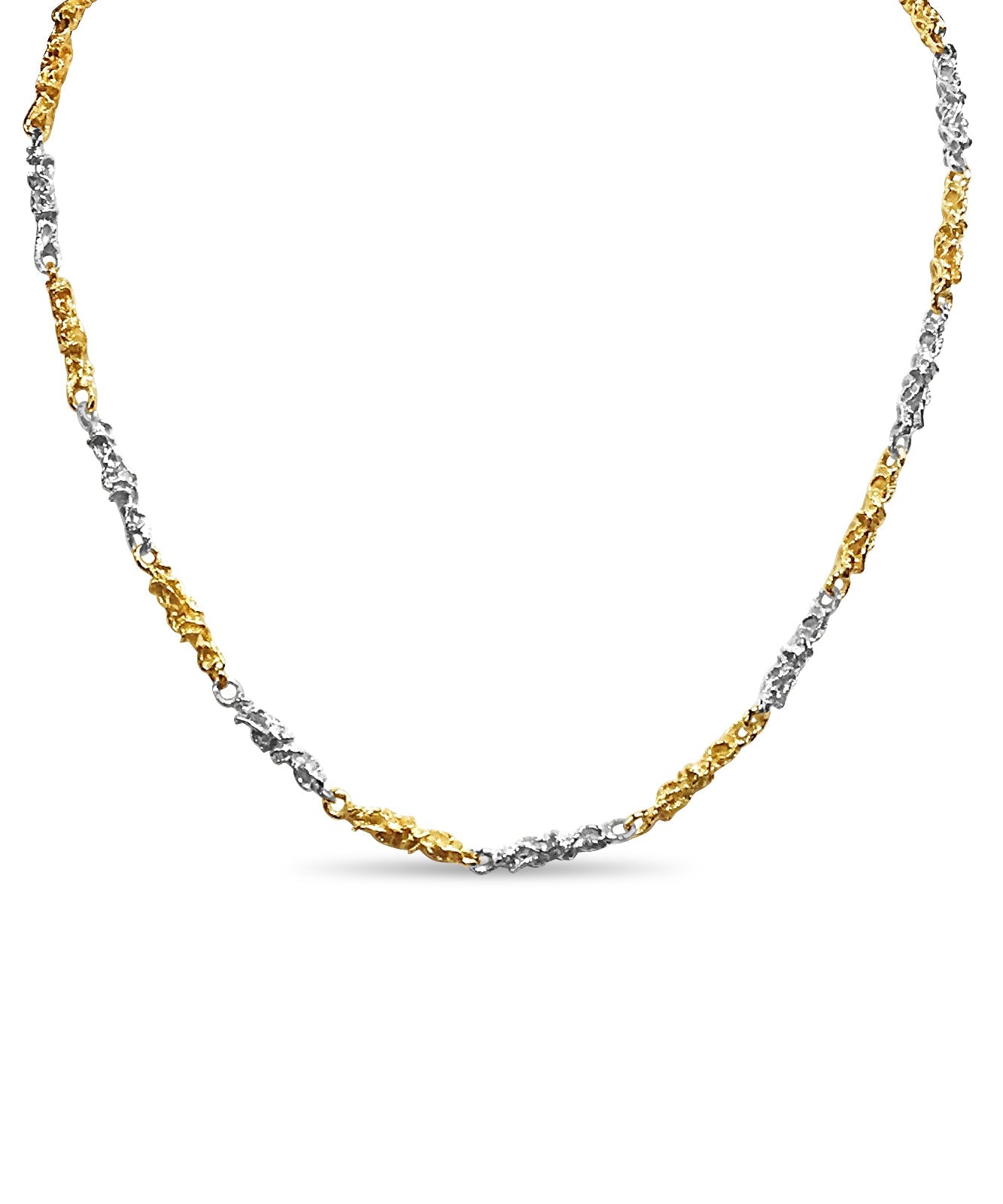 Nugget Solid White/Yellow/Rose Gold Handmade Necklace , 5mm, 16-30 Inch