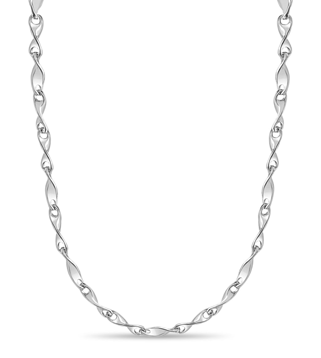 Twist Solid White/Yellow/Rose Gold Handmade Necklace , 4mm, 16-30 Inch