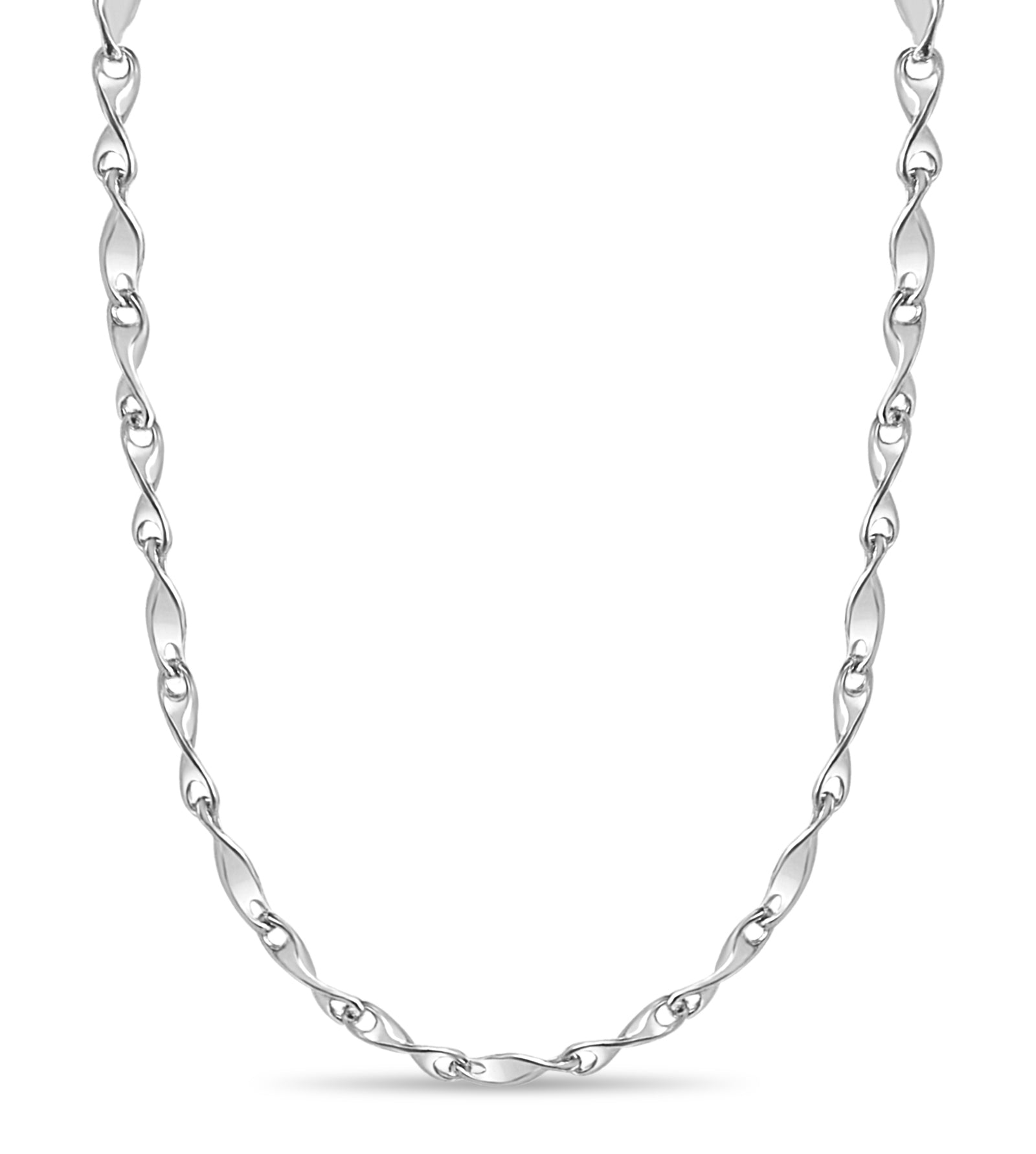 Twist Solid White/Yellow/Rose Gold Handmade Necklace , 4mm, 16-30 Inch