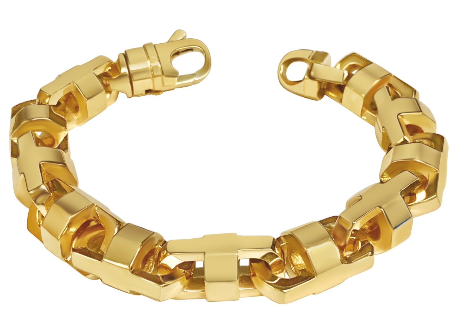 Anchor Mariner Solid White/Yellow/Rose Gold Handmade Bracelet , 15mm, 6.5-10 Inch
