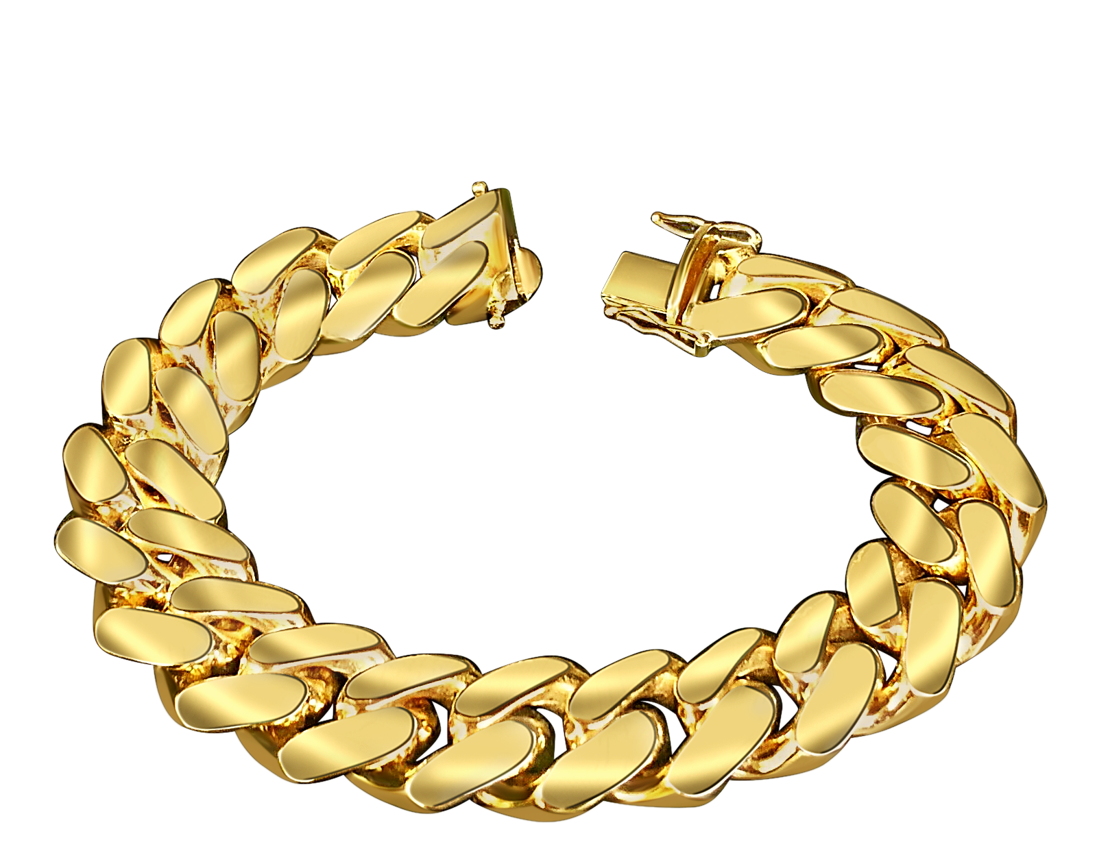 Miami Cuban Solid White/Yellow/Rose Gold Handmade Bracelet , 18mm, 6.5-10 Inch