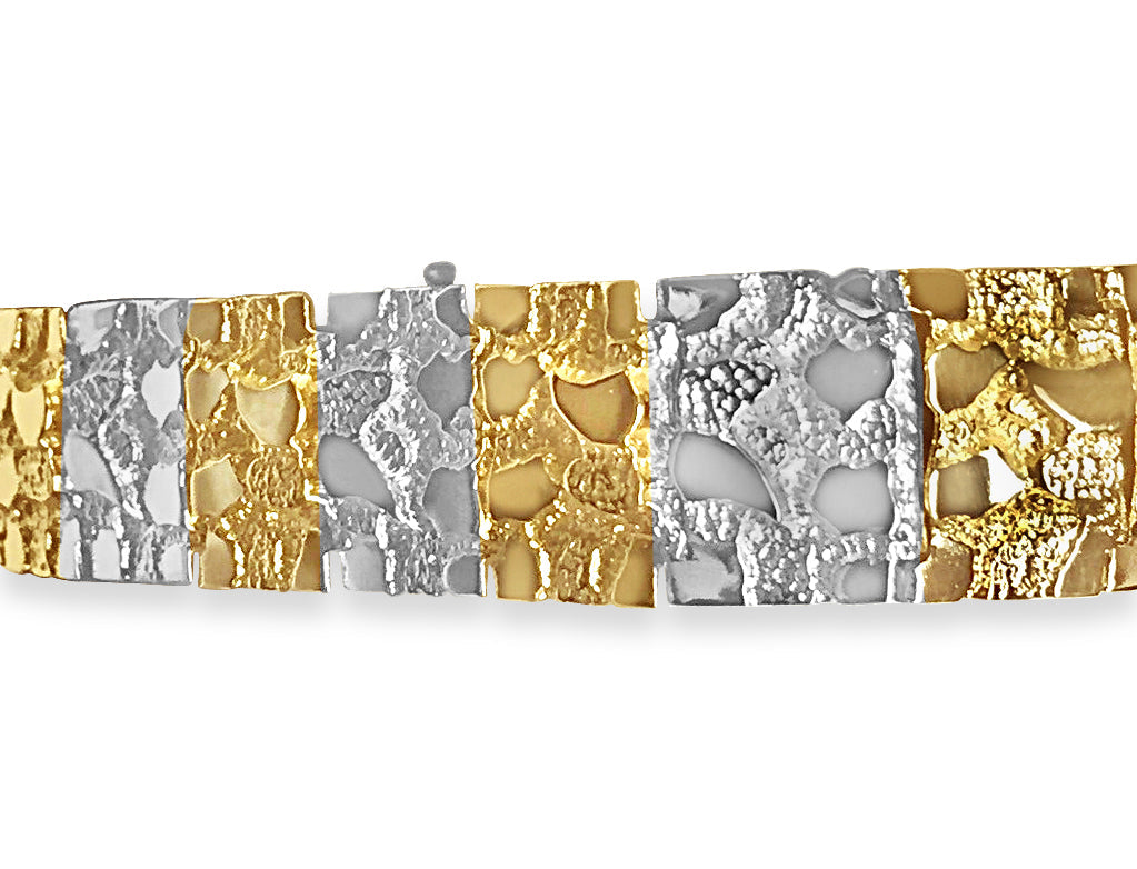 Nugget Solid White/Yellow/Rose Gold Handmade Necklace , 17mm, 16-30 Inch