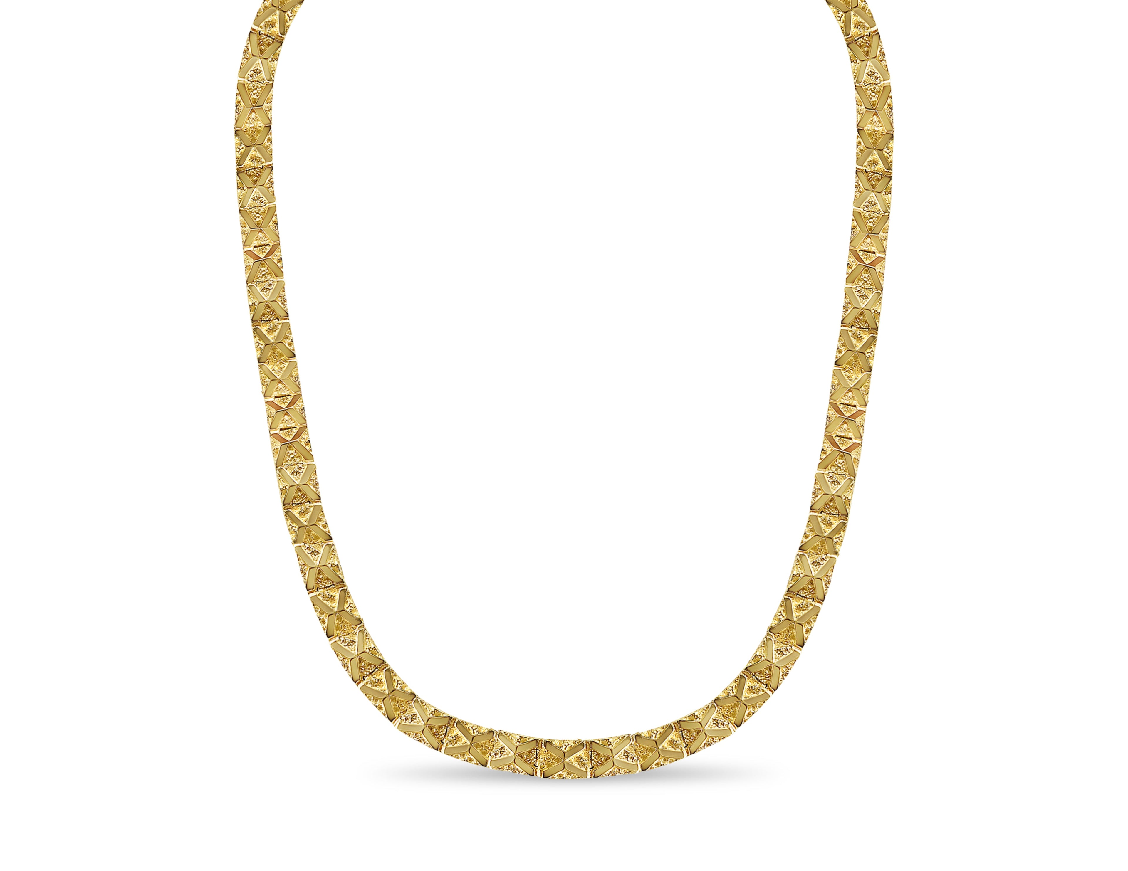 Nugget Solid White/Yellow/Rose Gold Handmade Necklace , 11mm, 16-30 Inch