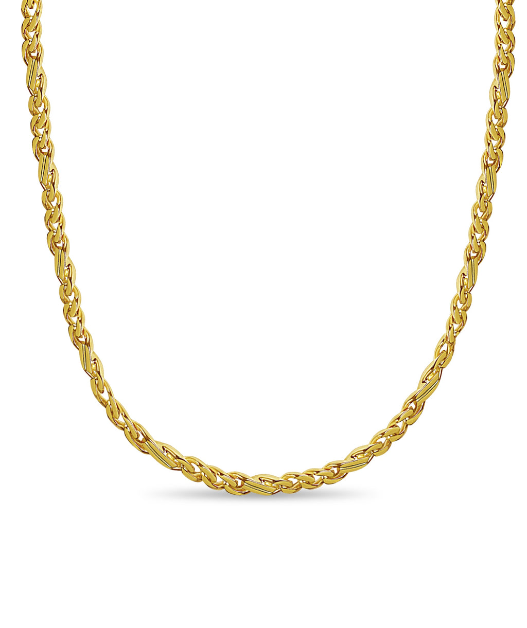 Curb Solid White/Yellow/Rose Gold Handmade Necklace , 7mm, 16-30 Inch