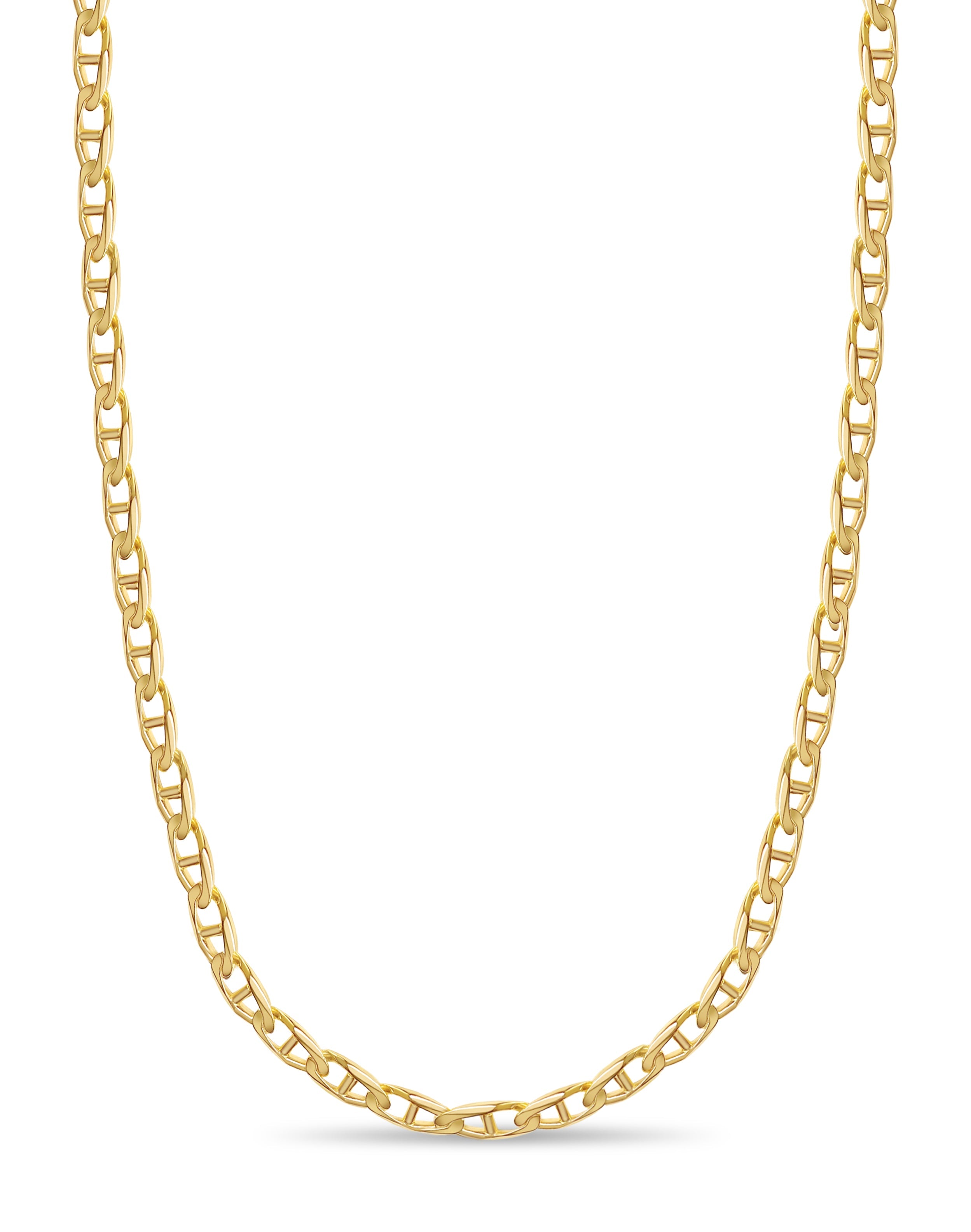 Mariner Solid White/Yellow/Rose Gold Handmade Necklace , 11mm, 16-30 Inch