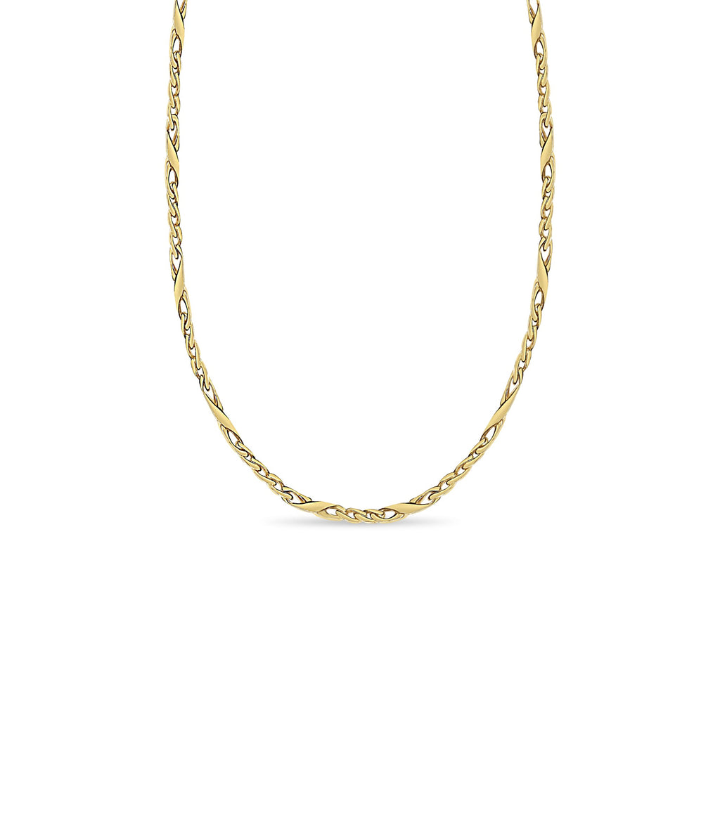 XO Curb Solid White/Yellow/Rose Gold Handmade Necklace , 6mm, 16-30 Inch