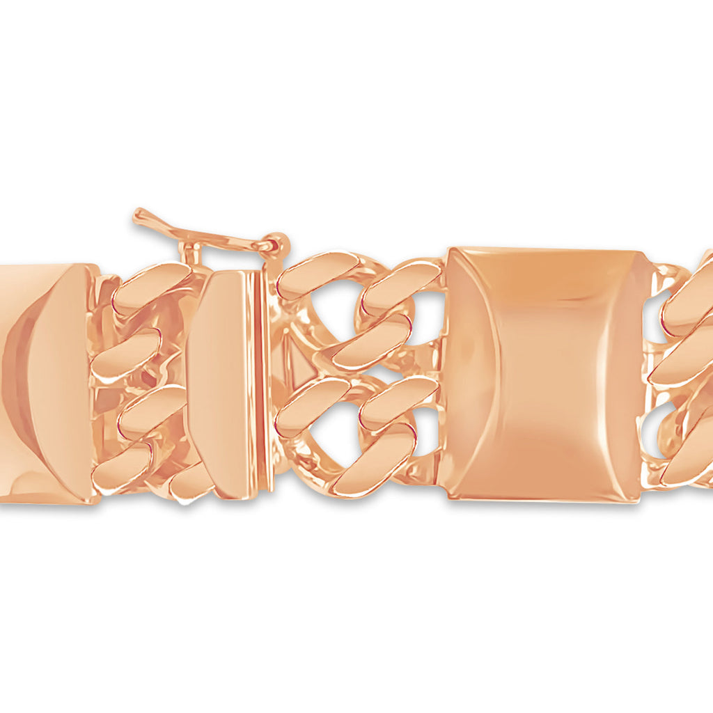 Curb & Bar Solid White/Yellow/Rose Gold Handmade Necklace , 17mm, 16-30 Inch