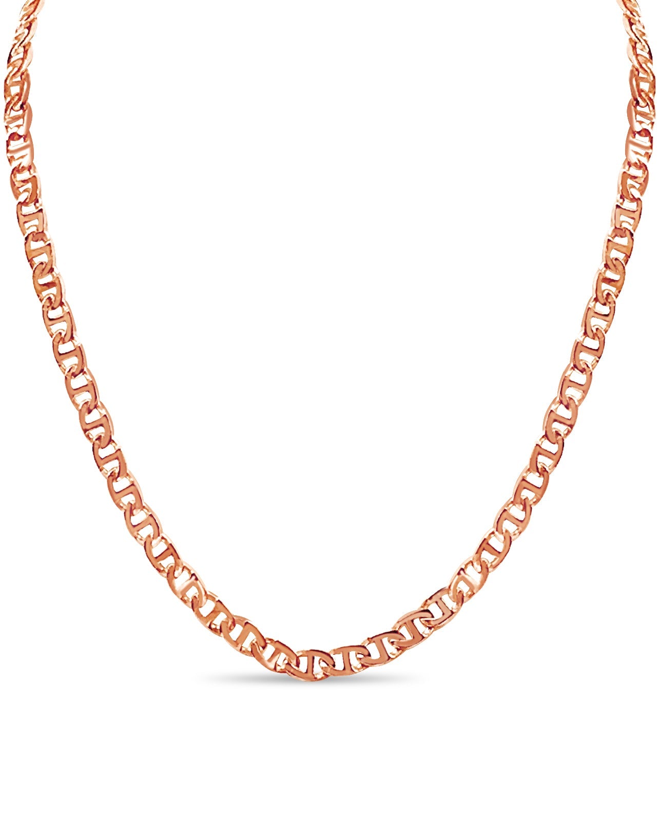 Mariner Solid White/Yellow/Rose Gold Handmade Necklace , 7mm, 16-30 Inch