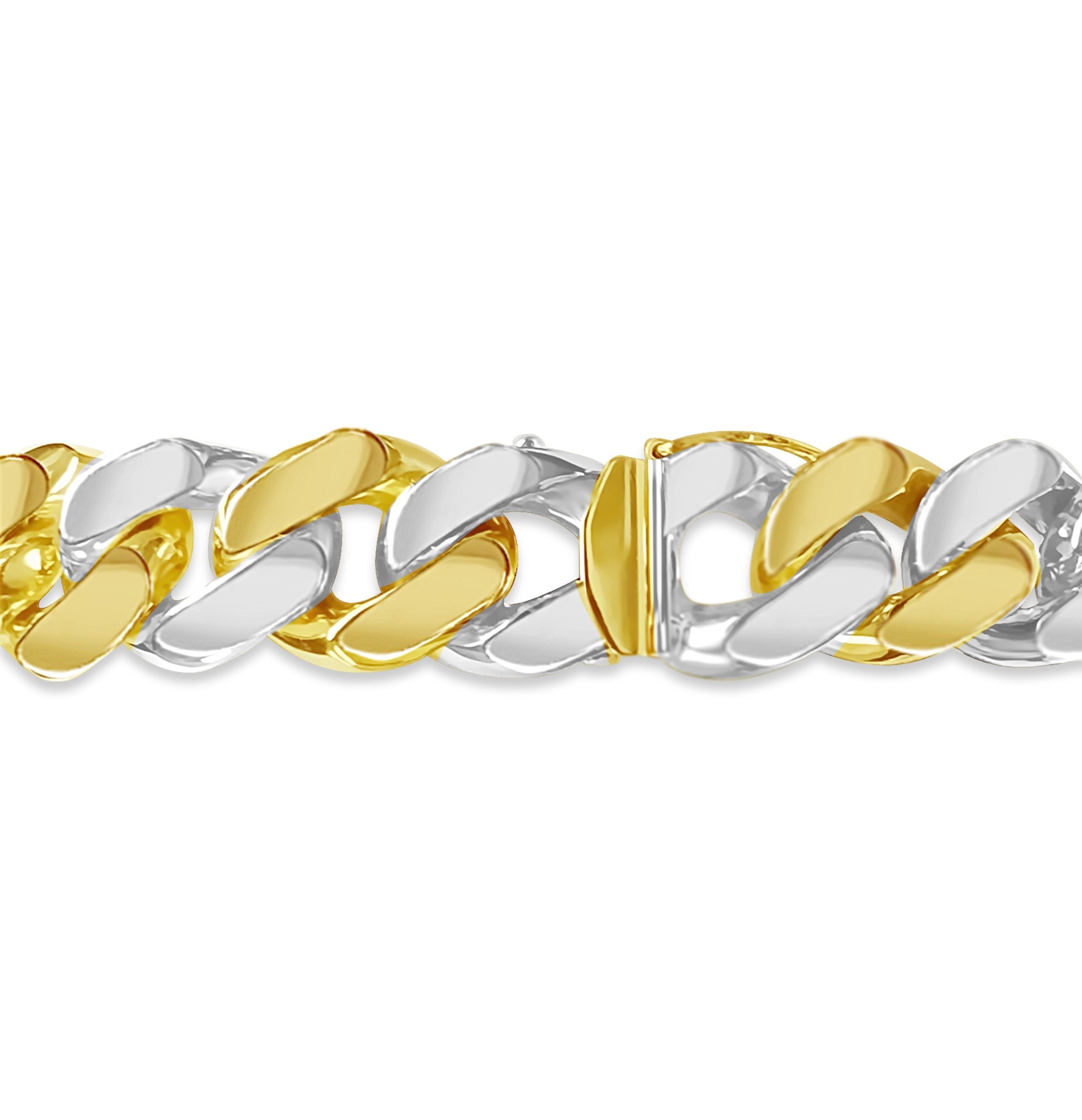 ID Curb Solid White/Yellow/Rose Gold Handmade Bracelet , 15mm, 6.5-10 Inch