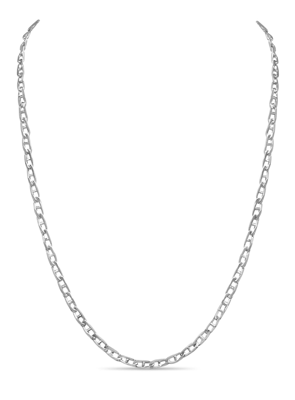 Anchor Mariner Solid White/Yellow/Rose Gold Handmade Necklace , 4mm, 16-30 Inch