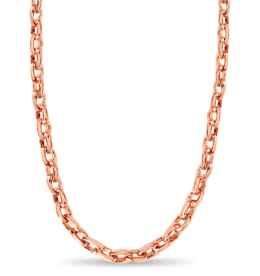 Fancy Rolo Solid White/Yellow/Rose Gold Handmade Necklace , 8mm, 16-30 Inch