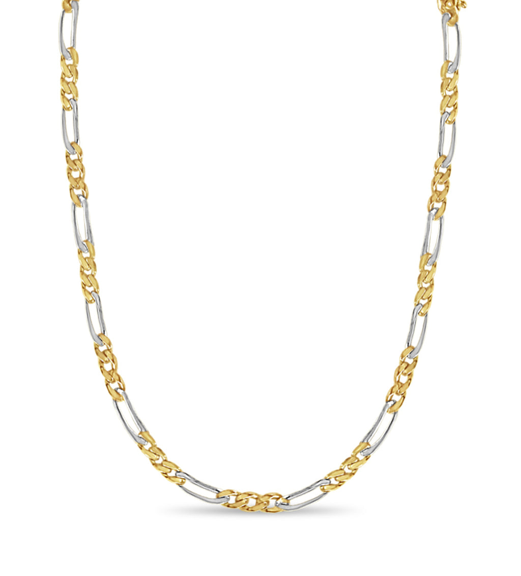 Figaro Solid White/Yellow/Rose Gold Handmade Necklace , 5mm, 16-30 Inch