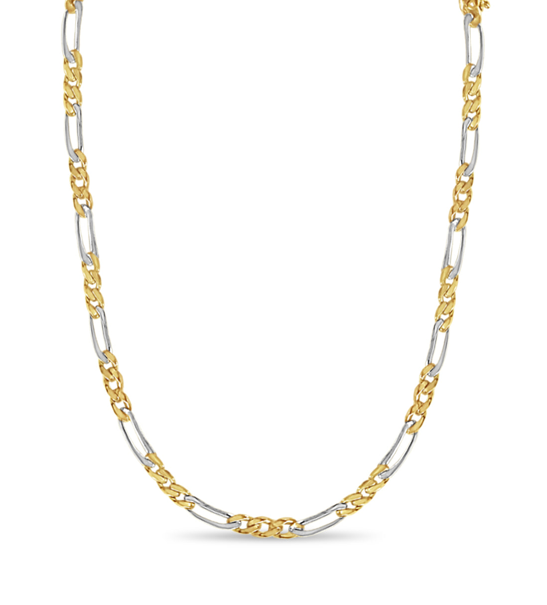 Figaro Solid White/Yellow/Rose Gold Handmade Necklace , 5mm, 16-30 Inch