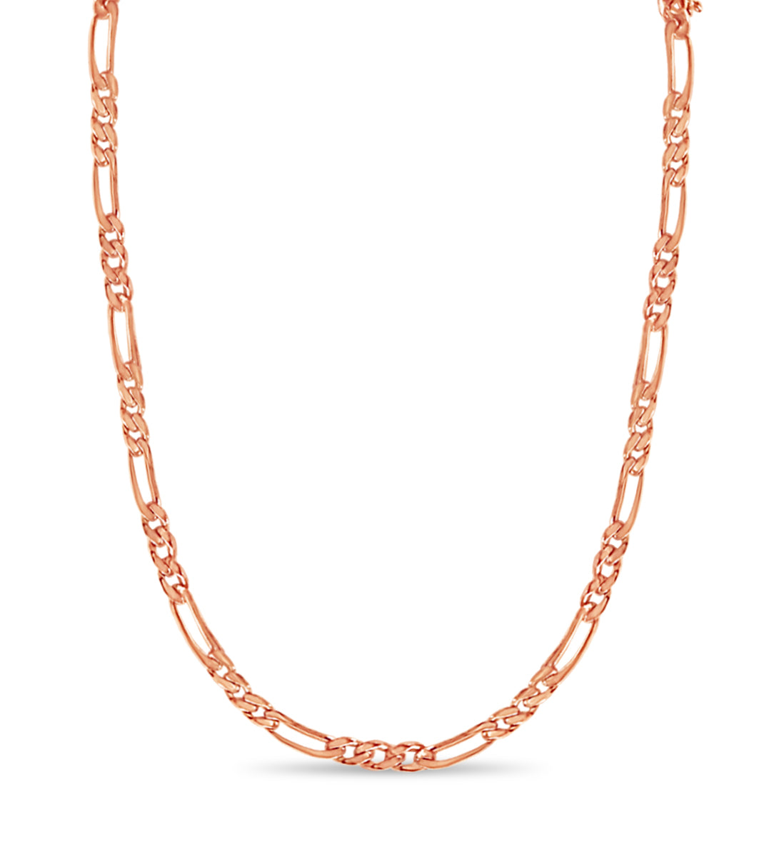 Figaro Solid White/Yellow/Rose Gold Handmade Necklace , 5mm, 16-30 Inch