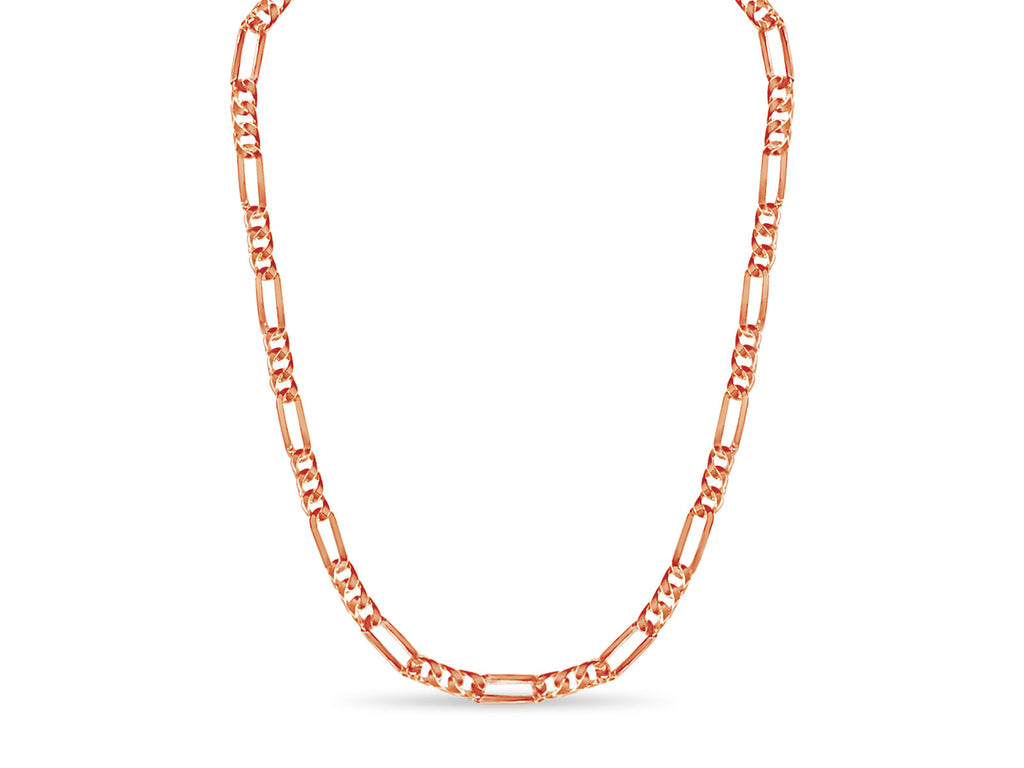 Figaro Solid White/Yellow/Rose Gold Handmade Necklace , 8mm, 16-30 Inch