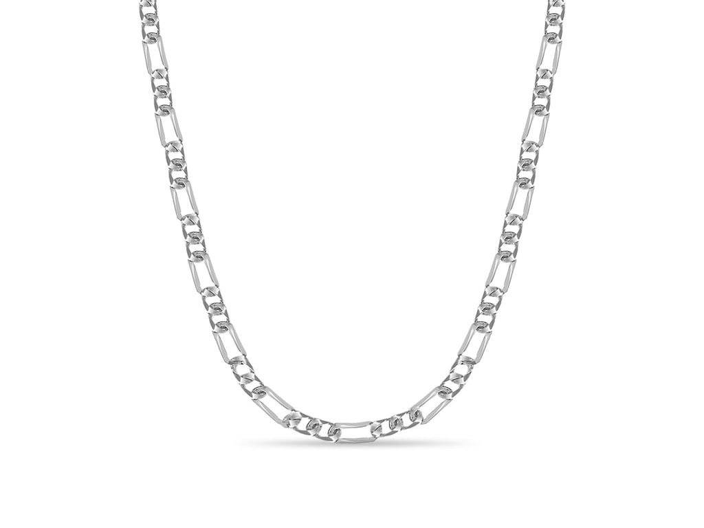 Figaro Solid White/Yellow/Rose Gold Handmade Necklace , 7mm, 16-30 Inch