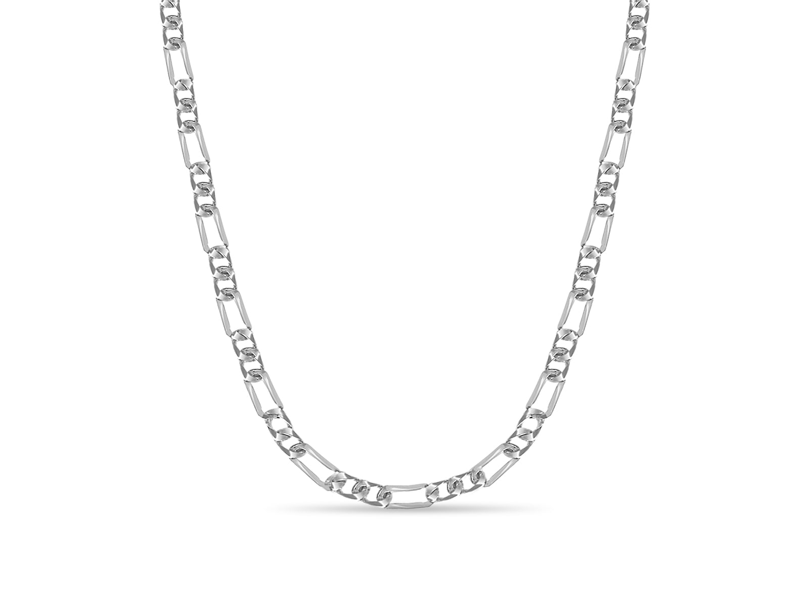 Figaro Solid White/Yellow/Rose Gold Handmade Necklace , 7mm, 16-30 Inch