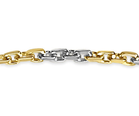 Fancy Rolo Solid White/Yellow/Rose Gold Handmade Necklace , 7mm, 16-30 Inch