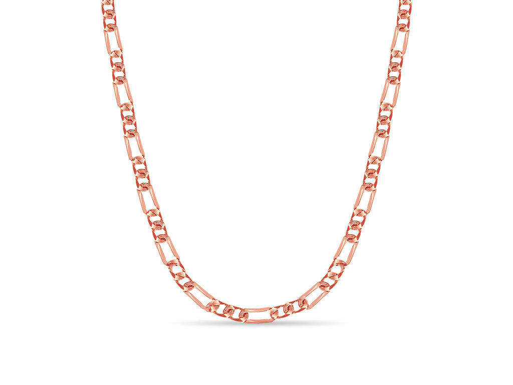 Figaro Solid White/Yellow/Rose Gold Handmade Necklace , 7mm, 16-30 Inch