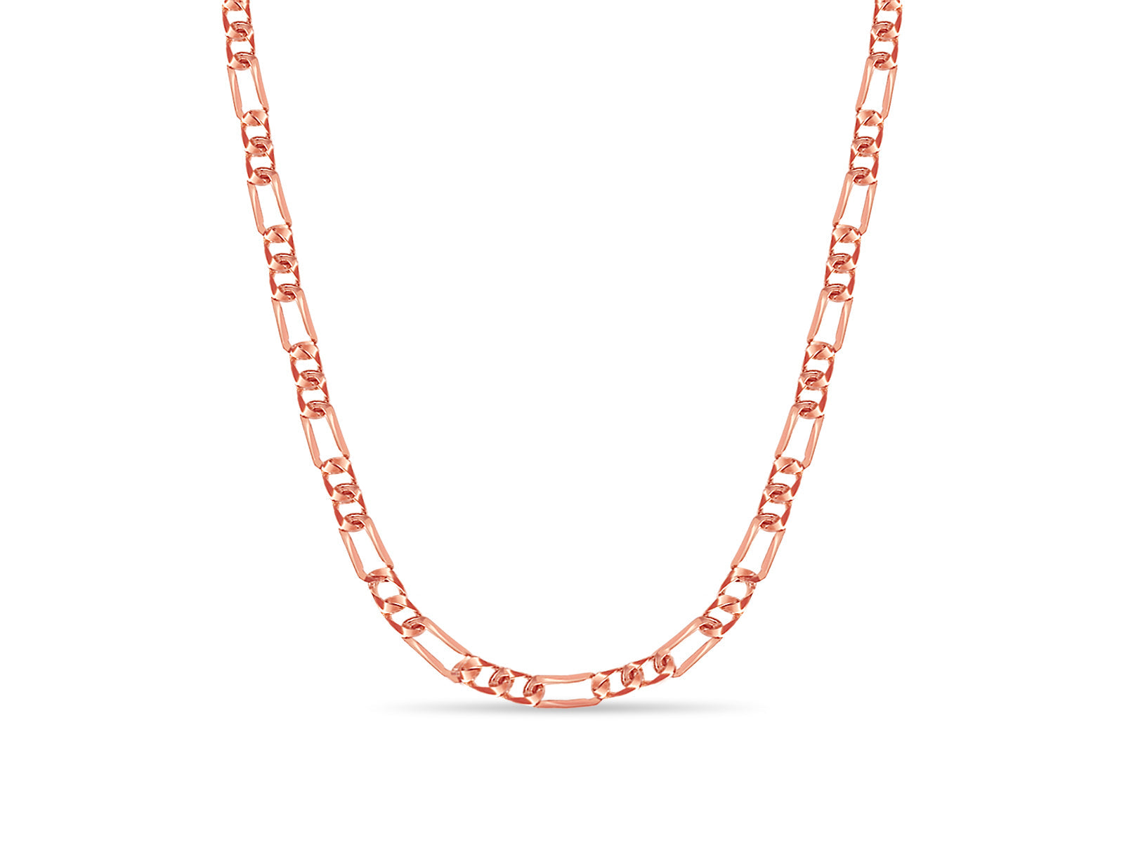 Figaro Solid White/Yellow/Rose Gold Handmade Necklace , 7mm, 16-30 Inch