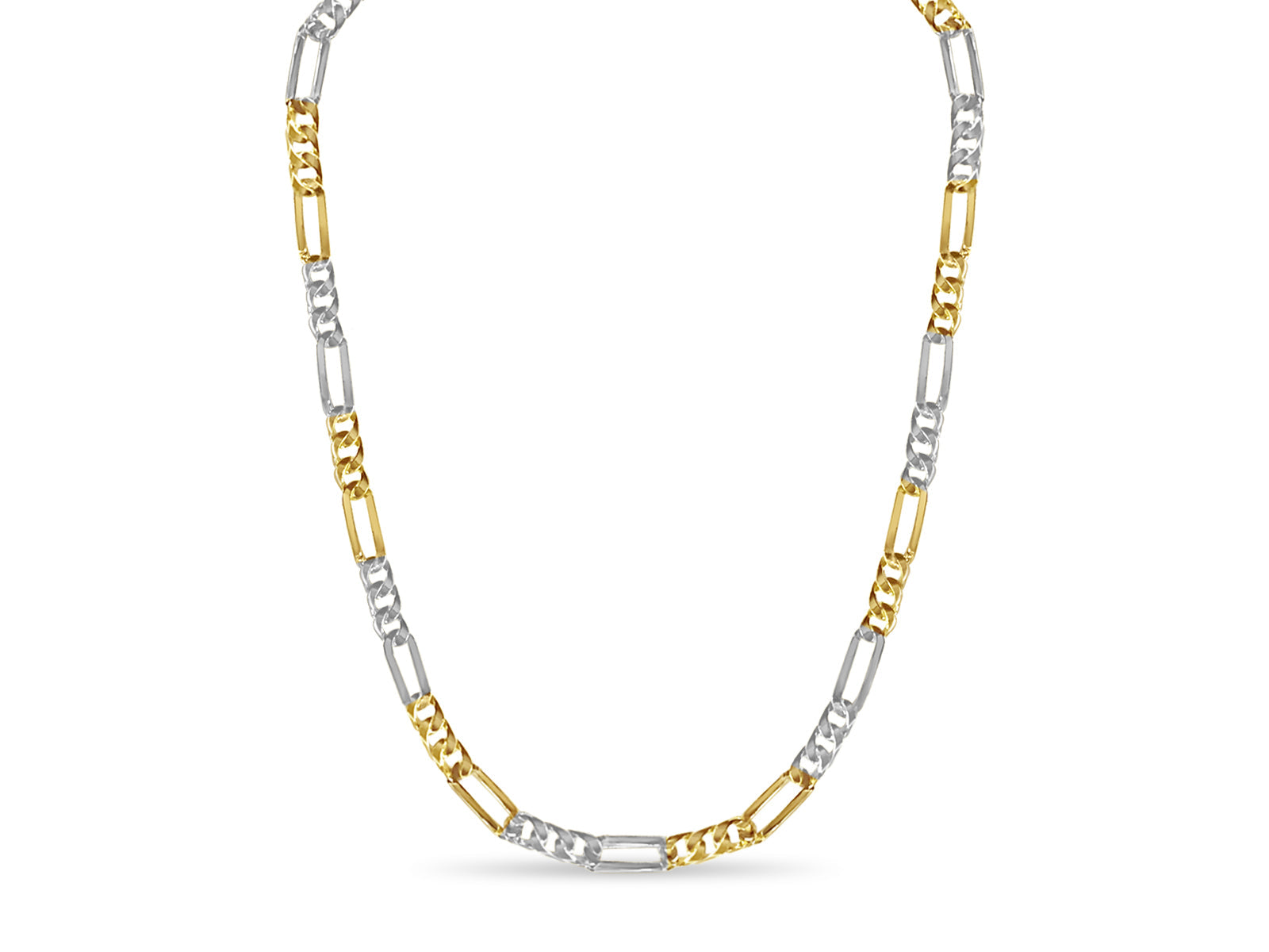 Figaro Solid White/Yellow/Rose Gold Handmade Necklace , 8mm, 16-30 Inch