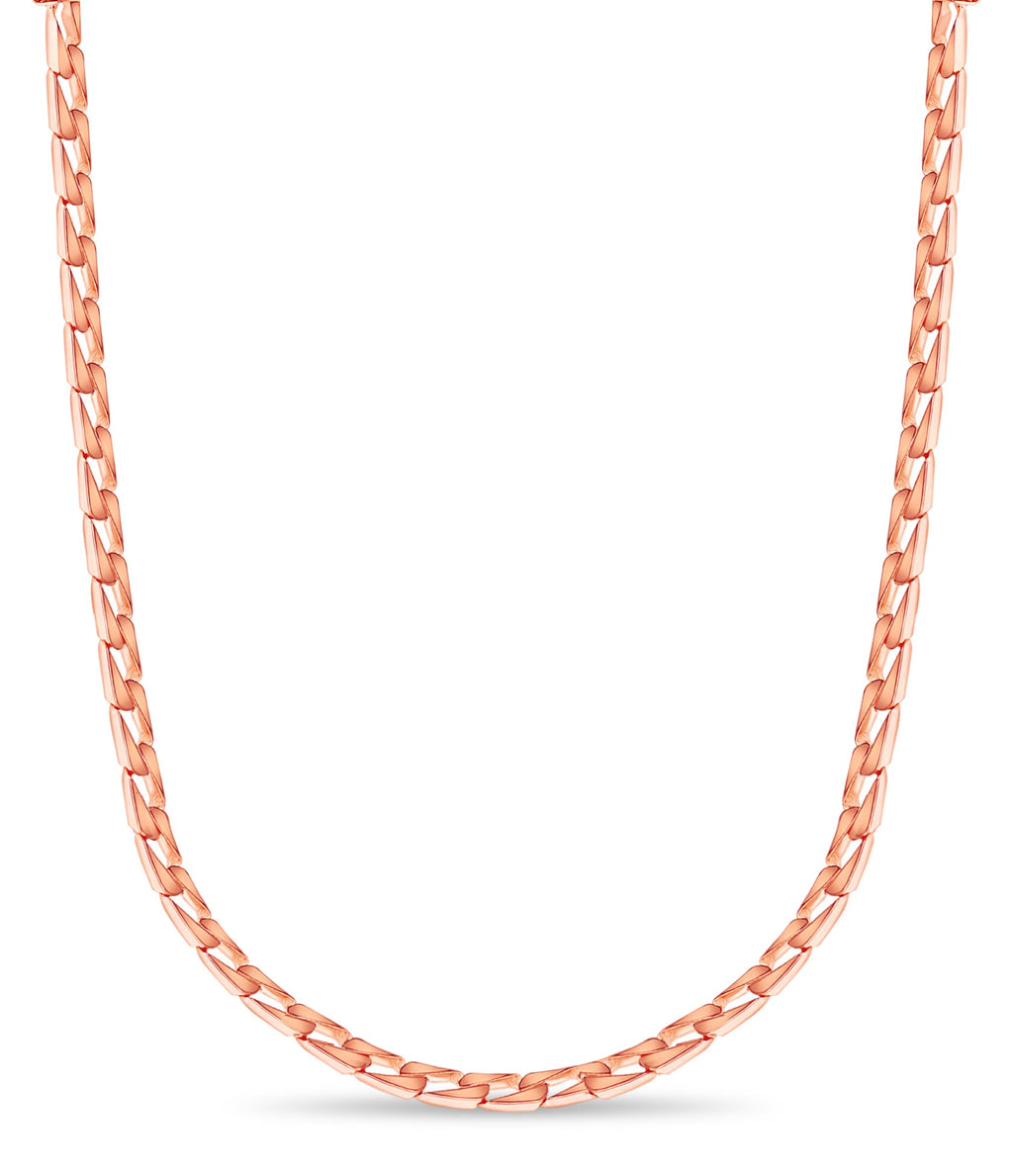 Curb Solid White/Yellow/Rose Gold Handmade Necklace , 9mm, 16-30 Inch