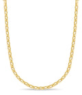 Curb Solid White/Yellow/Rose Gold Handmade Necklace , 9mm, 16-30 Inch