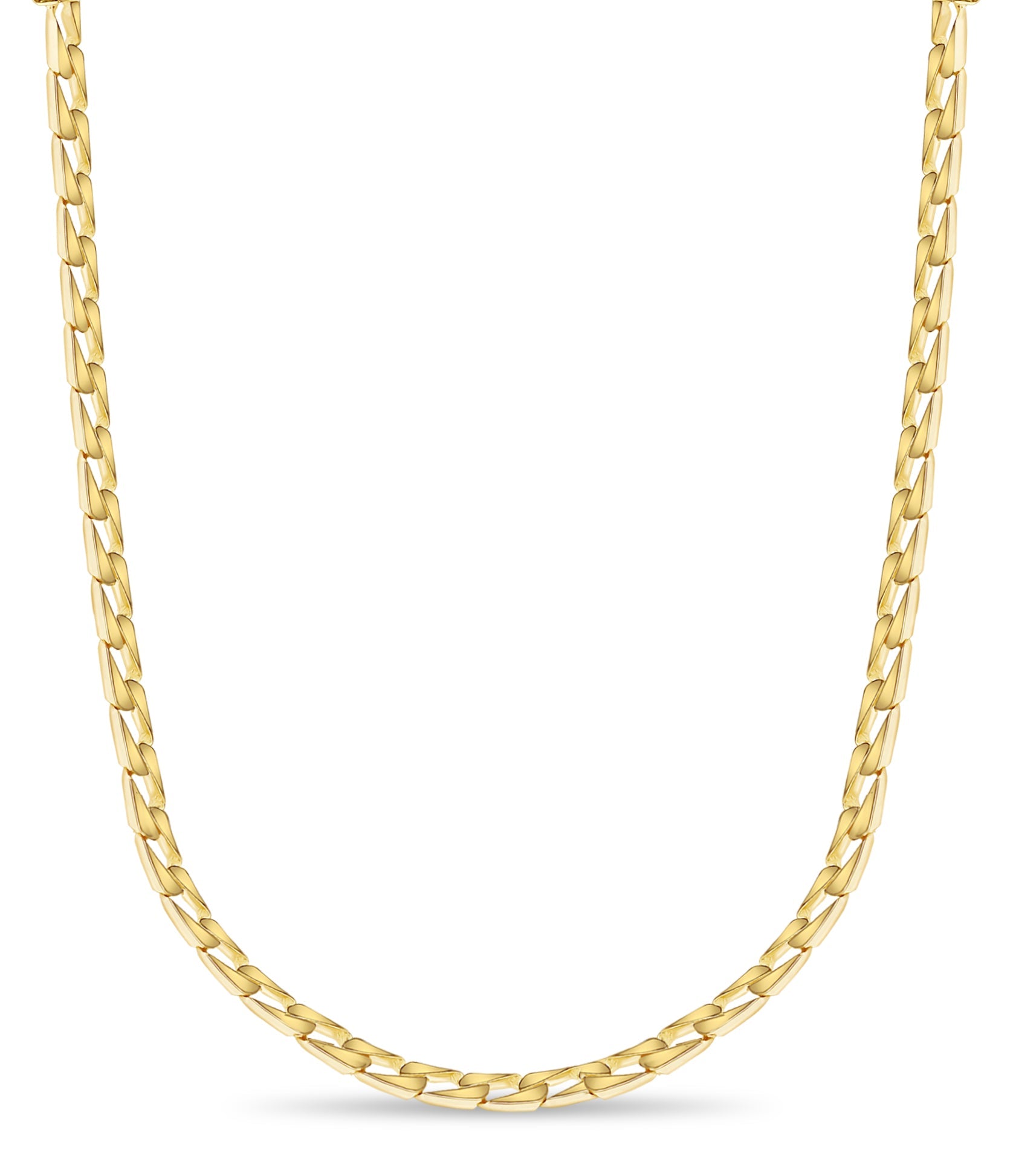 Curb Solid White/Yellow/Rose Gold Handmade Necklace , 9mm, 16-30 Inch