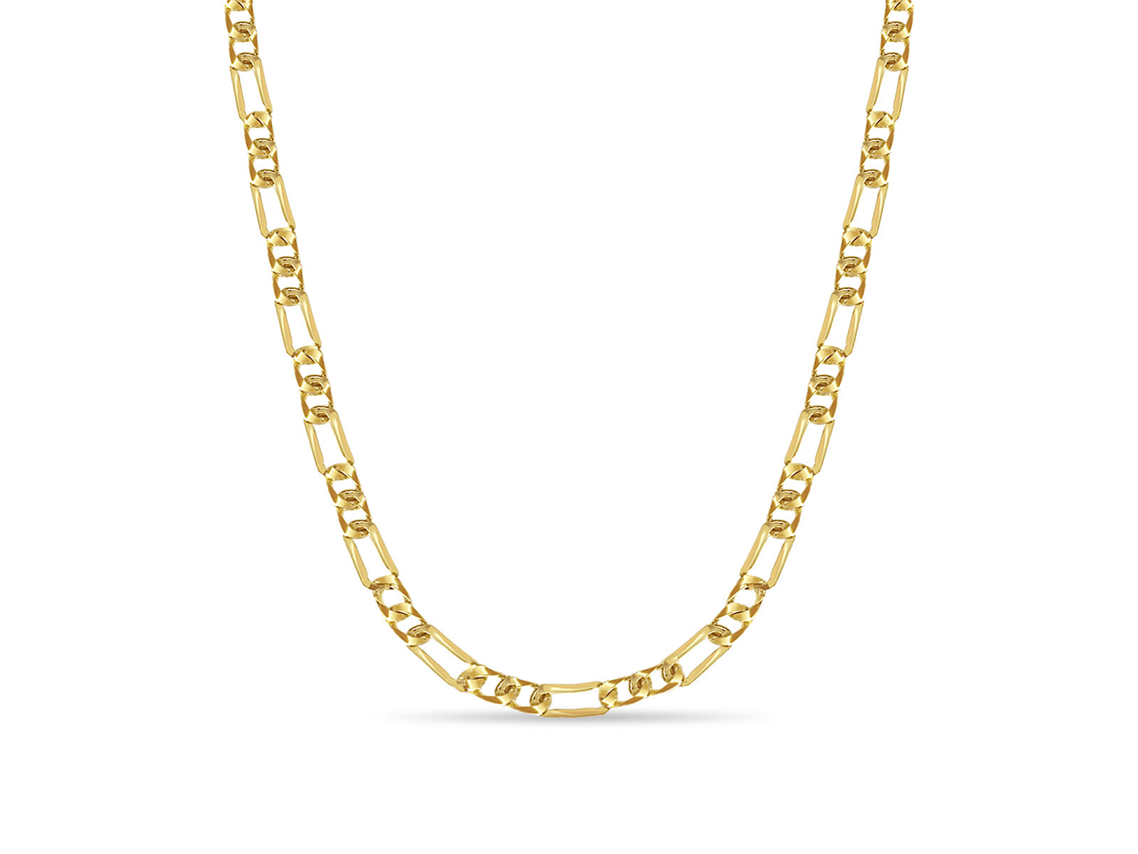 Figaro Solid White/Yellow/Rose Gold Handmade Necklace , 7mm, 16-30 Inch