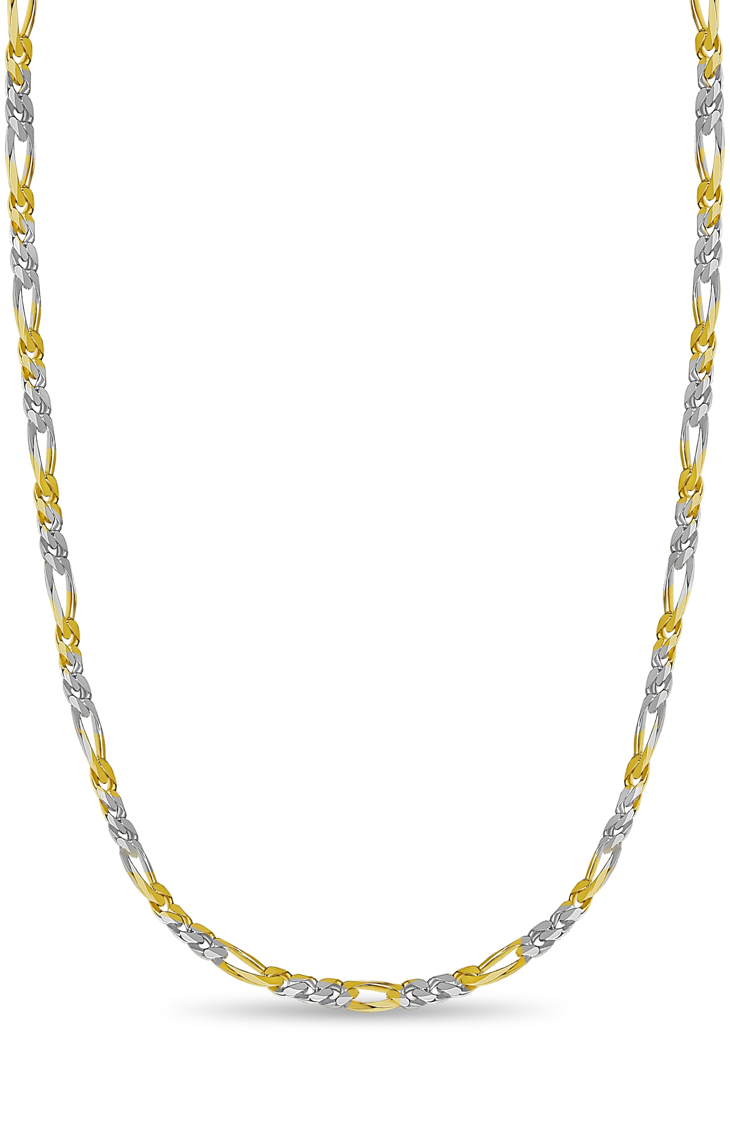 Figaro Solid White/Yellow/Rose Gold Handmade Necklace , 5mm, 16-30 Inch