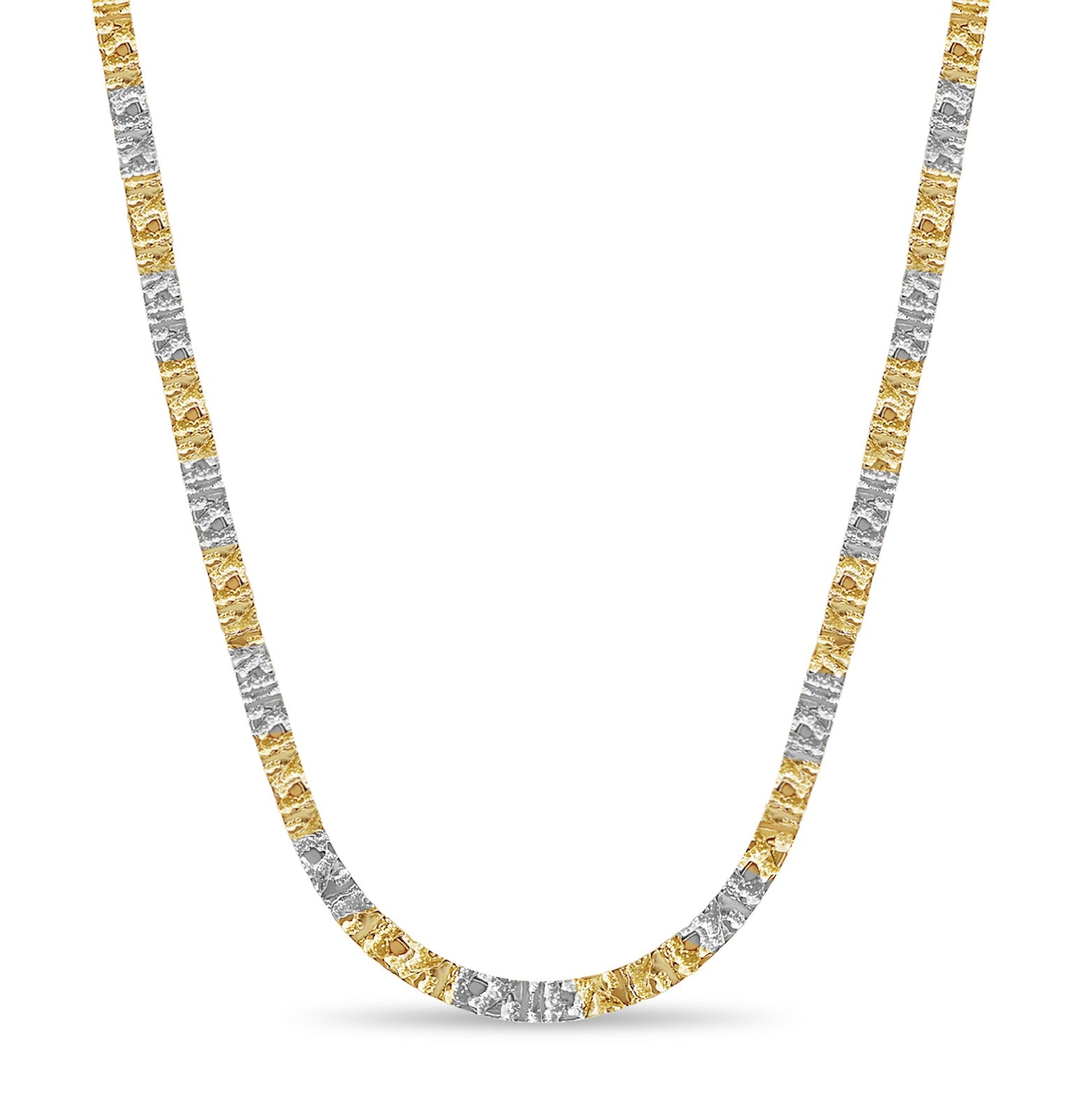 Nugget Solid White/Yellow/Rose Gold Handmade Necklace , 6mm, 16-30 Inch