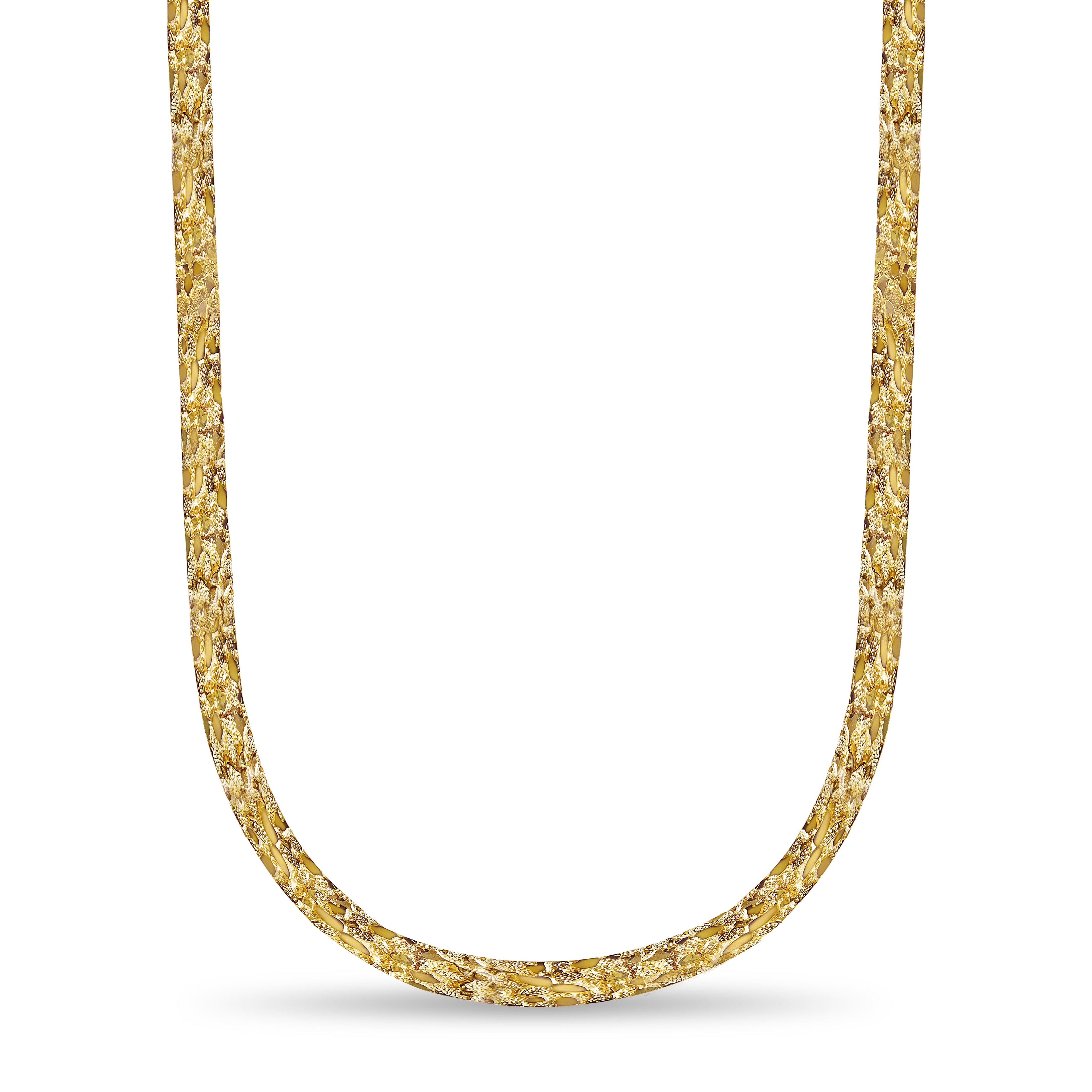 Nugget Solid White/Yellow/Rose Gold Handmade Necklace , 17mm, 16-30 Inch
